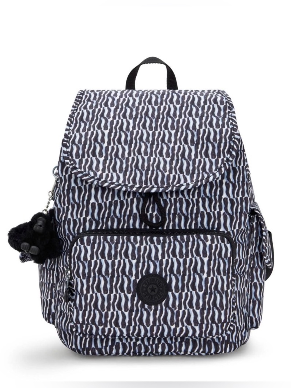 Kipling Black & White Patterned Mini City Backpack
